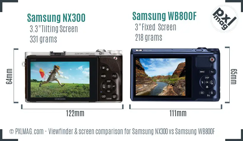Samsung NX300 vs Samsung WB800F Screen and Viewfinder comparison