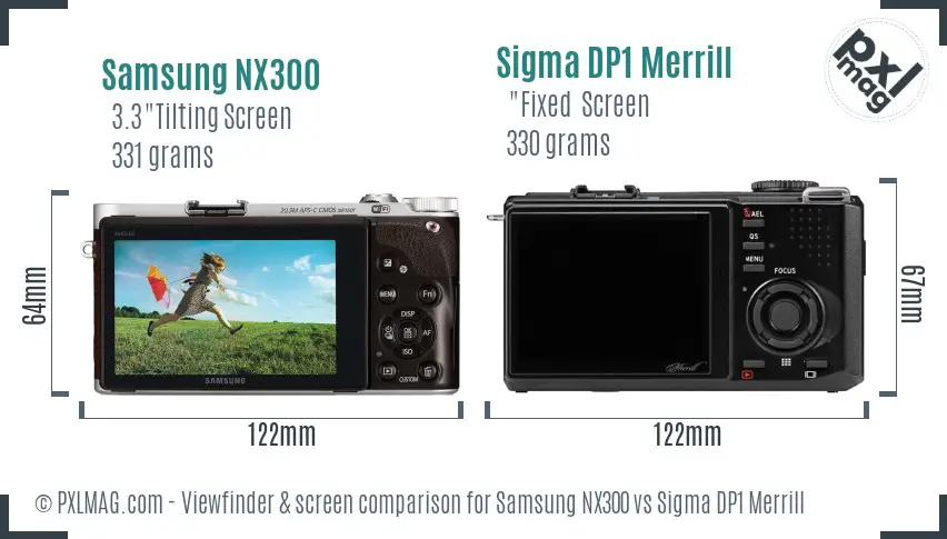 Samsung NX300 vs Sigma DP1 Merrill Screen and Viewfinder comparison