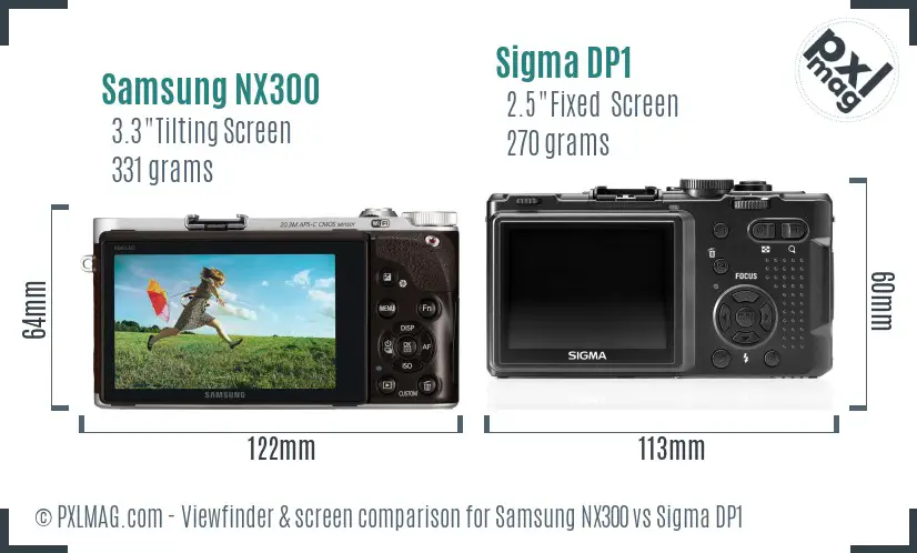 Samsung NX300 vs Sigma DP1 Screen and Viewfinder comparison