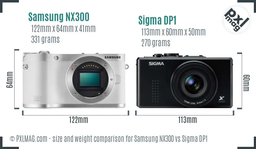 Samsung NX300 vs Sigma DP1 size comparison