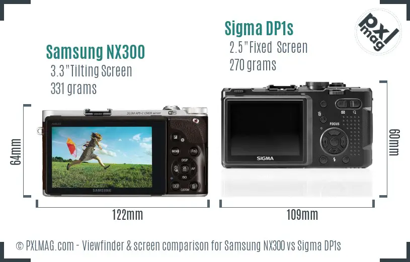 Samsung NX300 vs Sigma DP1s Screen and Viewfinder comparison