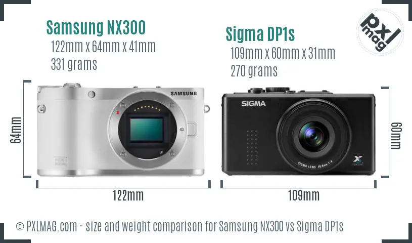 Samsung NX300 vs Sigma DP1s size comparison