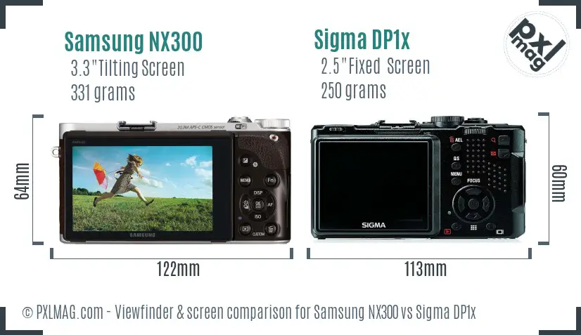 Samsung NX300 vs Sigma DP1x Screen and Viewfinder comparison