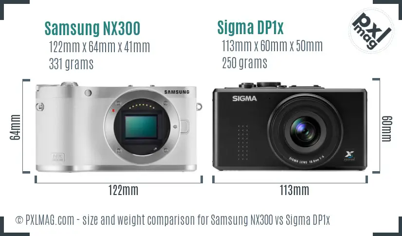 Samsung NX300 vs Sigma DP1x size comparison
