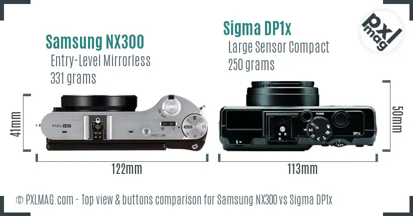 Samsung NX300 vs Sigma DP1x top view buttons comparison