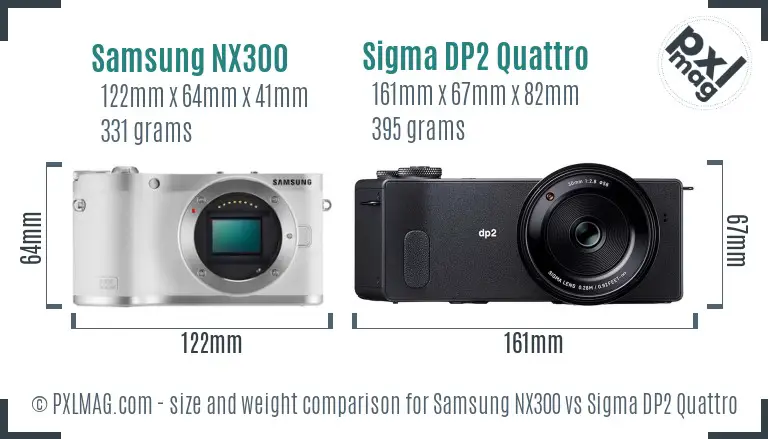 Samsung NX300 vs Sigma DP2 Quattro size comparison