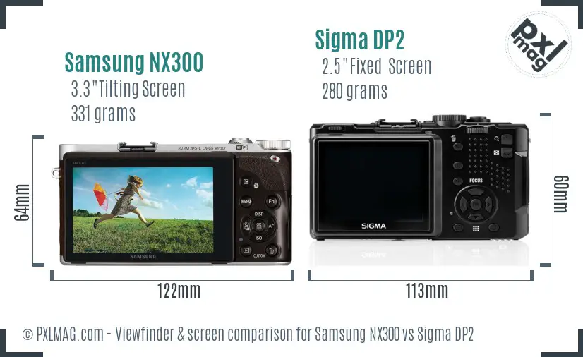 Samsung NX300 vs Sigma DP2 Screen and Viewfinder comparison