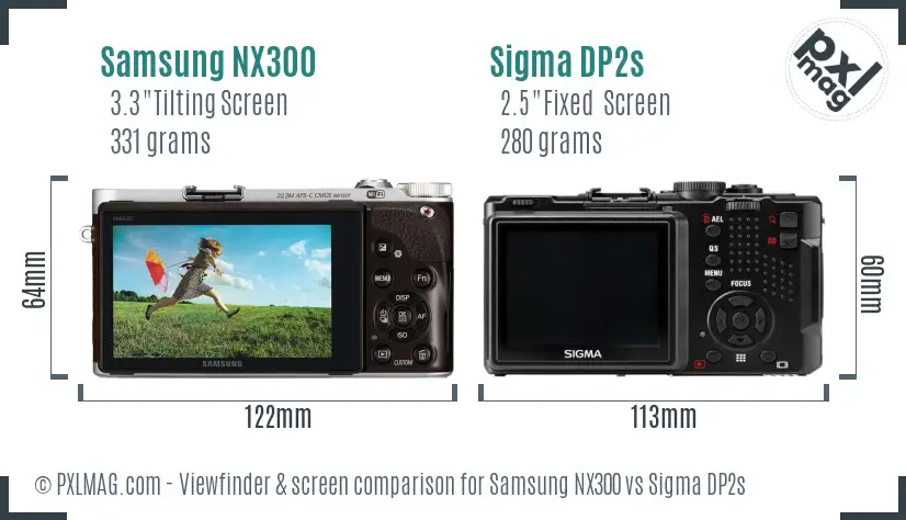 Samsung NX300 vs Sigma DP2s Screen and Viewfinder comparison