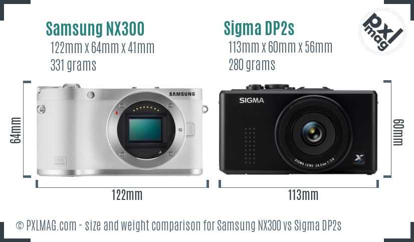 Samsung NX300 vs Sigma DP2s size comparison
