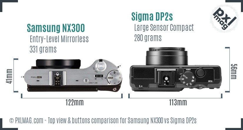 Samsung NX300 vs Sigma DP2s top view buttons comparison