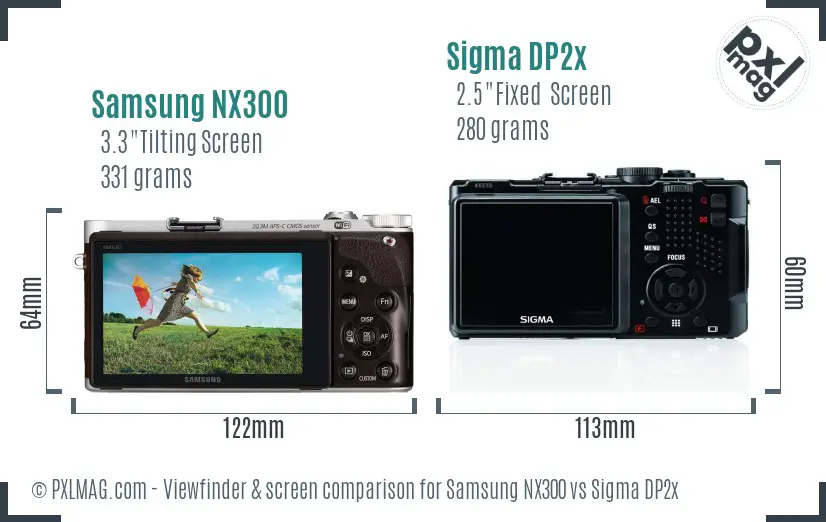 Samsung NX300 vs Sigma DP2x Screen and Viewfinder comparison