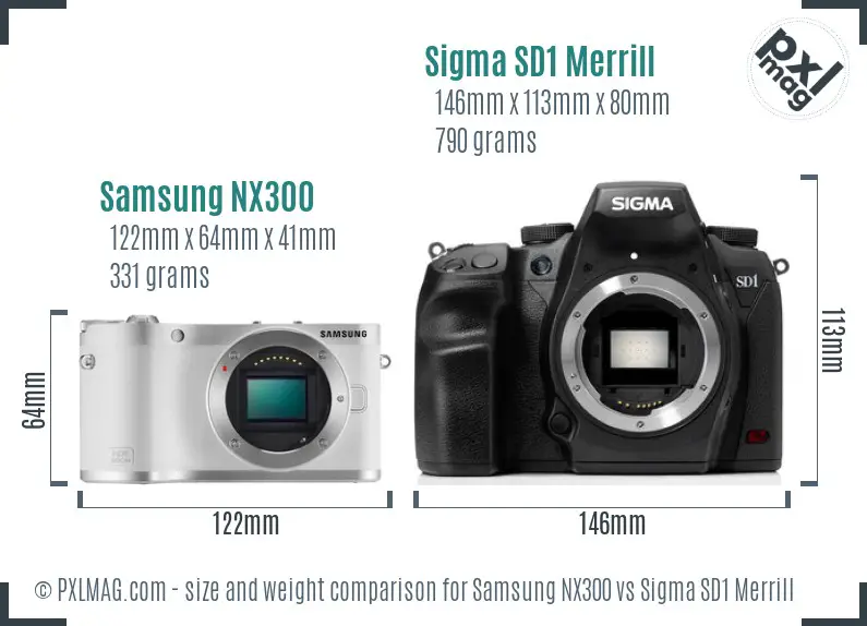 Samsung NX300 vs Sigma SD1 Merrill size comparison