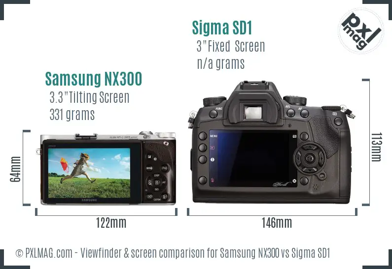 Samsung NX300 vs Sigma SD1 Screen and Viewfinder comparison