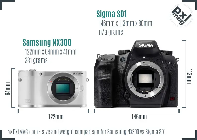 Samsung NX300 vs Sigma SD1 size comparison