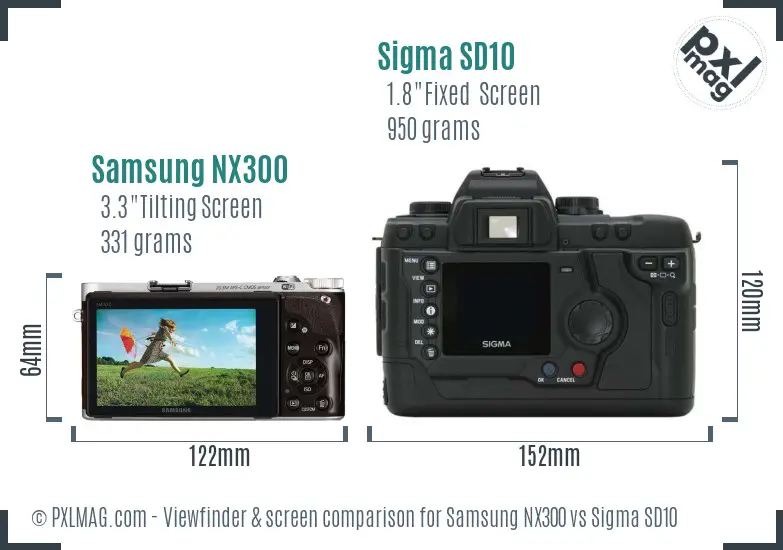 Samsung NX300 vs Sigma SD10 Screen and Viewfinder comparison