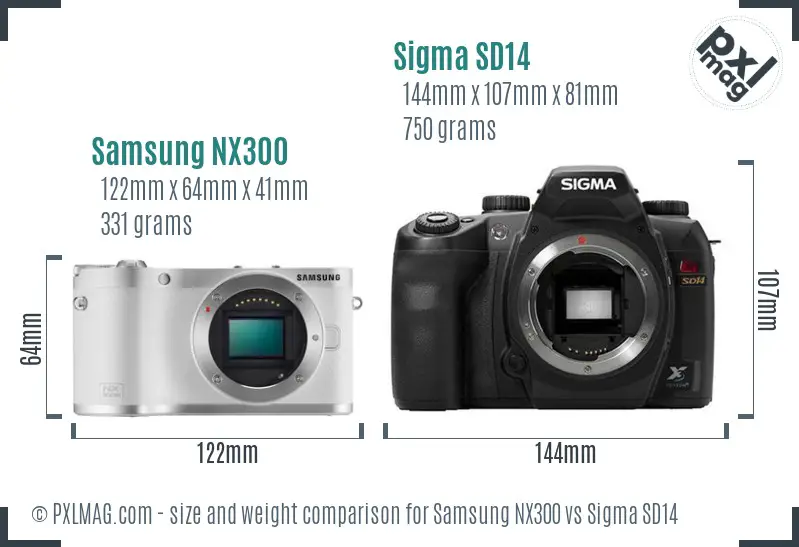 Samsung NX300 vs Sigma SD14 size comparison