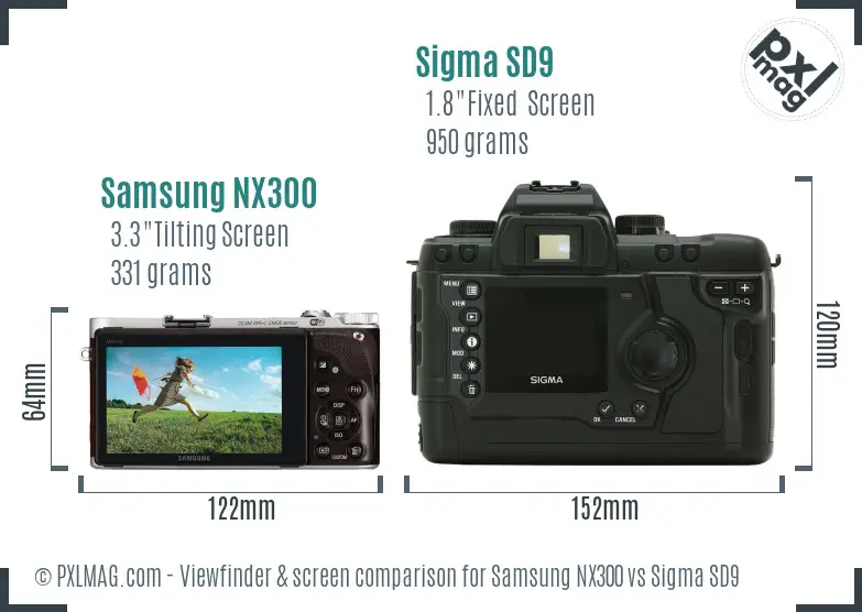 Samsung NX300 vs Sigma SD9 Screen and Viewfinder comparison