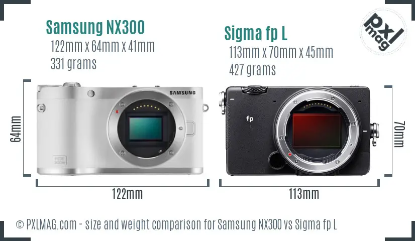 Samsung NX300 vs Sigma fp L size comparison