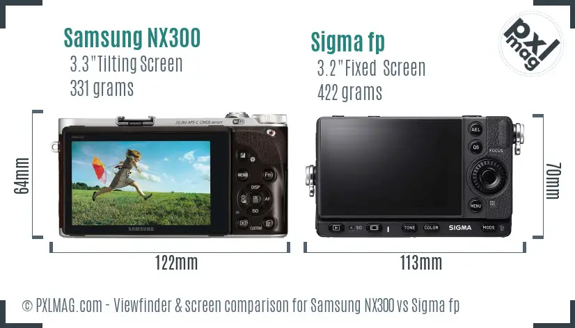 Samsung NX300 vs Sigma fp Screen and Viewfinder comparison