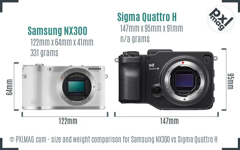 Samsung NX300 vs Sigma Quattro H size comparison