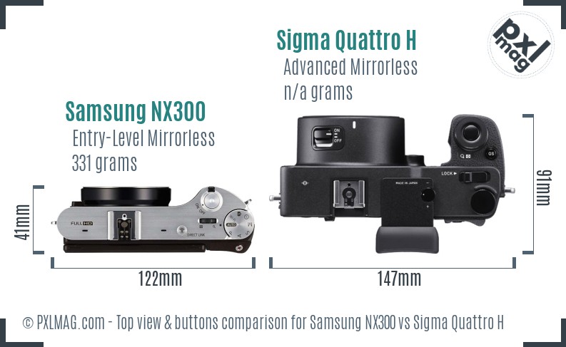 Samsung NX300 vs Sigma Quattro H top view buttons comparison