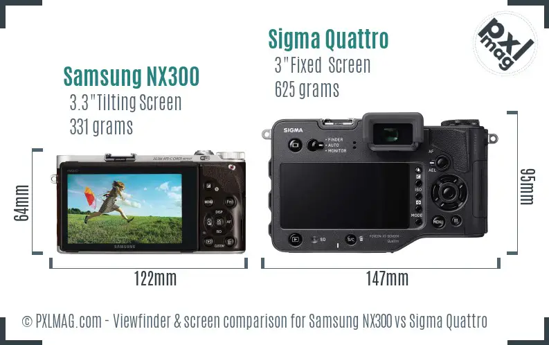 Samsung NX300 vs Sigma Quattro Screen and Viewfinder comparison