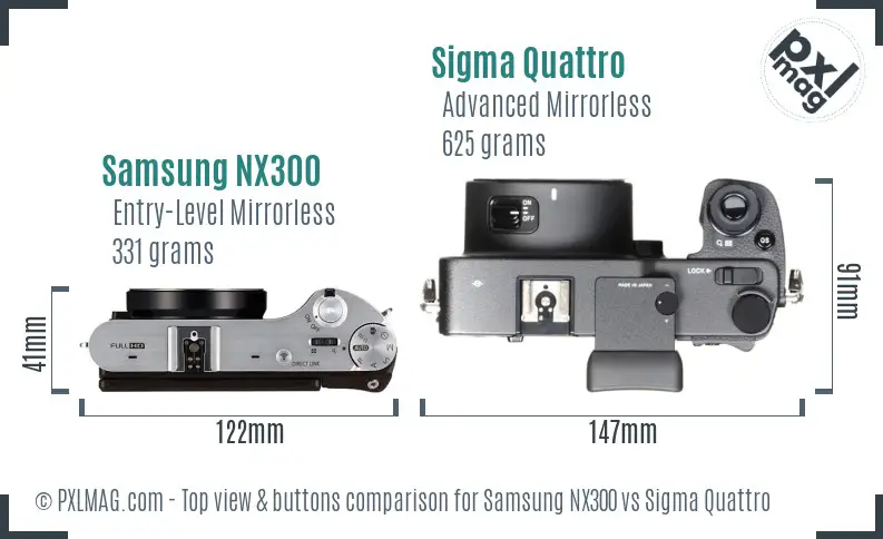 Samsung NX300 vs Sigma Quattro top view buttons comparison
