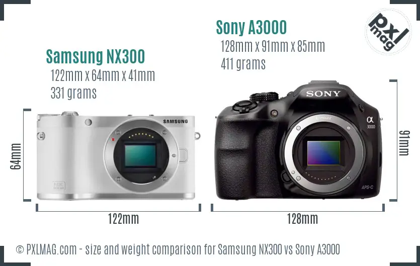 Samsung NX300 vs Sony A3000 size comparison