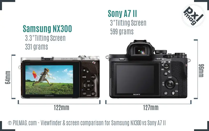 Samsung NX300 vs Sony A7 II Screen and Viewfinder comparison