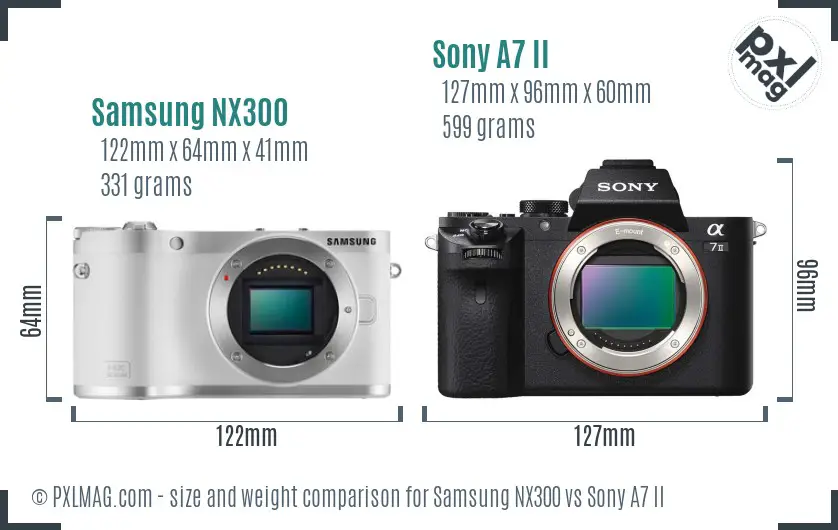 Samsung NX300 vs Sony A7 II size comparison