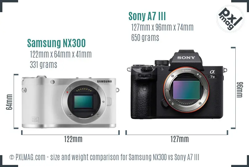 Samsung NX300 vs Sony A7 III size comparison