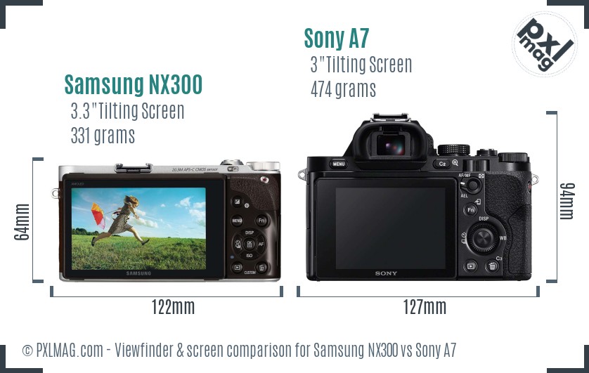 Samsung NX300 vs Sony A7 Screen and Viewfinder comparison