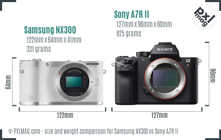 Samsung NX300 vs Sony A7R II size comparison