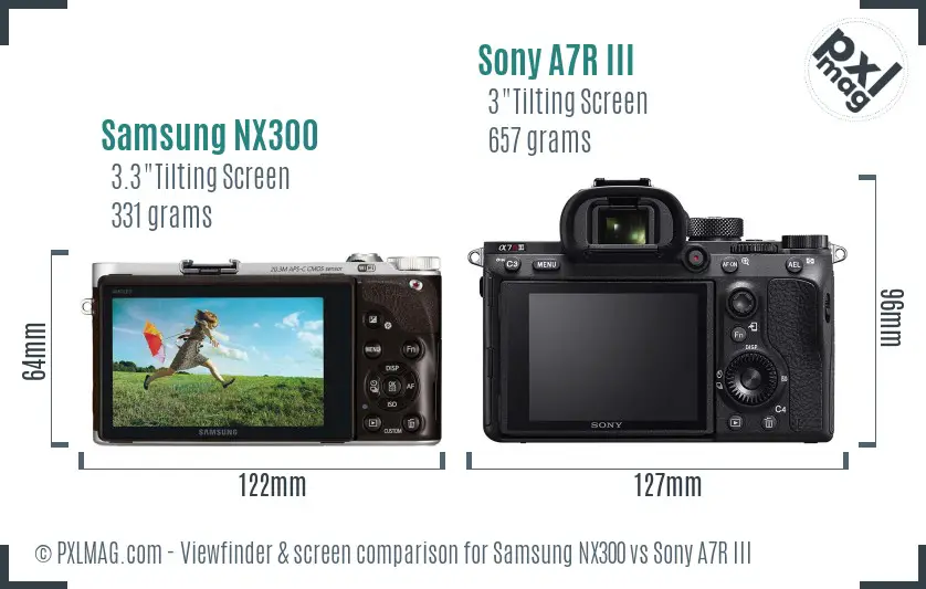 Samsung NX300 vs Sony A7R III Screen and Viewfinder comparison