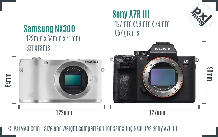 Samsung NX300 vs Sony A7R III size comparison