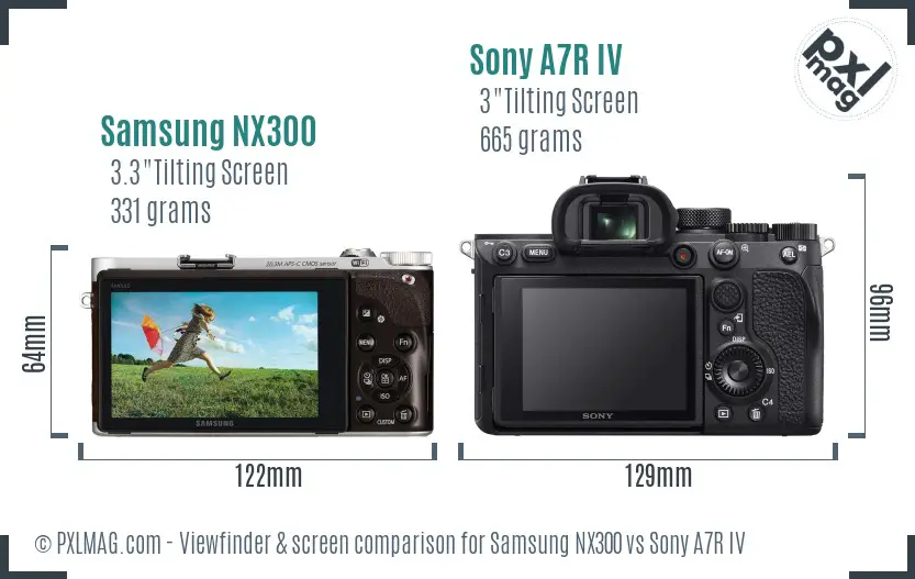 Samsung NX300 vs Sony A7R IV Screen and Viewfinder comparison