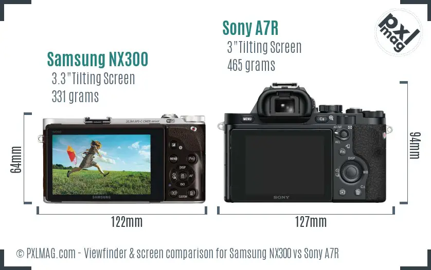 Samsung NX300 vs Sony A7R Screen and Viewfinder comparison