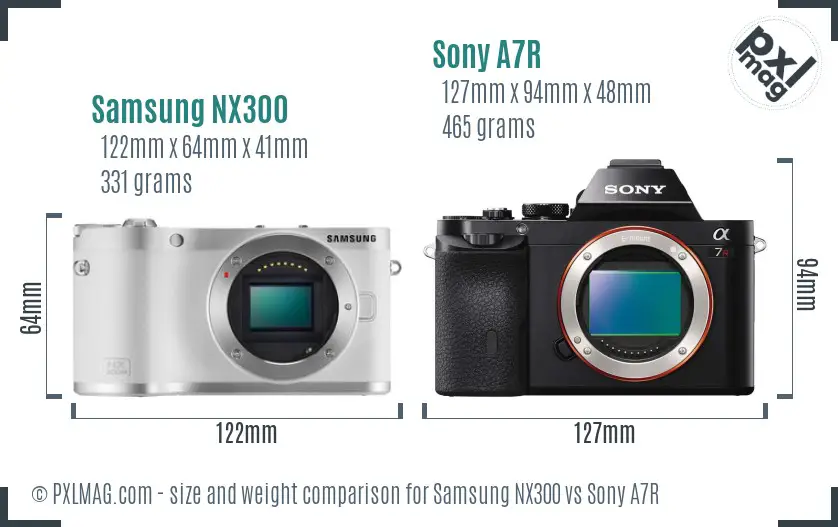 Samsung NX300 vs Sony A7R size comparison
