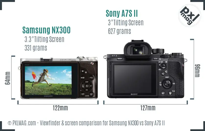 Samsung NX300 vs Sony A7S II Screen and Viewfinder comparison