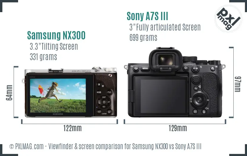 Samsung NX300 vs Sony A7S III Screen and Viewfinder comparison