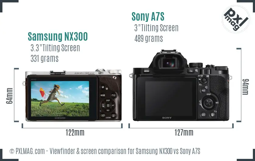 Samsung NX300 vs Sony A7S Screen and Viewfinder comparison