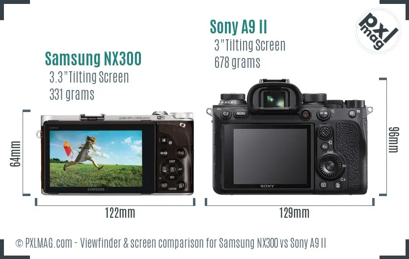 Samsung NX300 vs Sony A9 II Screen and Viewfinder comparison