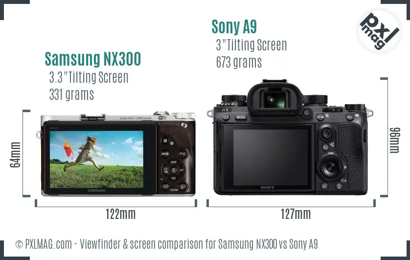 Samsung NX300 vs Sony A9 Screen and Viewfinder comparison