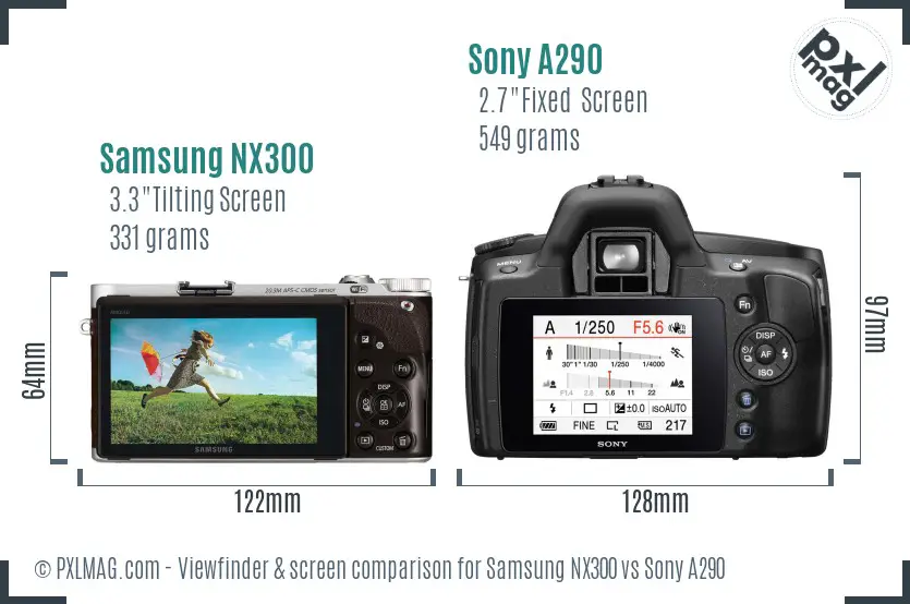 Samsung NX300 vs Sony A290 Screen and Viewfinder comparison