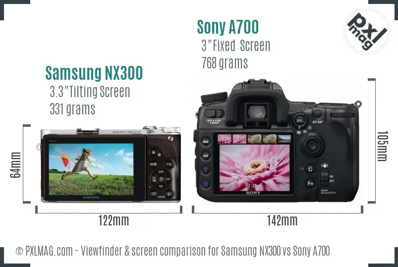 Samsung NX300 vs Sony A700 Screen and Viewfinder comparison