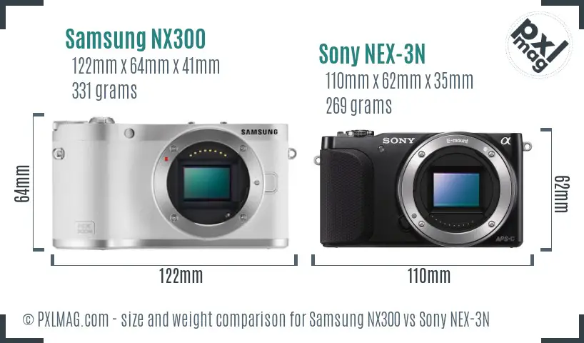 Samsung NX300 vs Sony NEX-3N size comparison