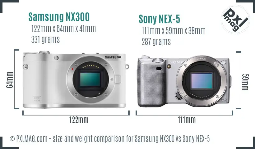 Samsung NX300 vs Sony NEX-5 size comparison