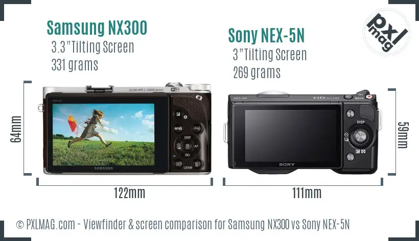 Samsung NX300 vs Sony NEX-5N Screen and Viewfinder comparison