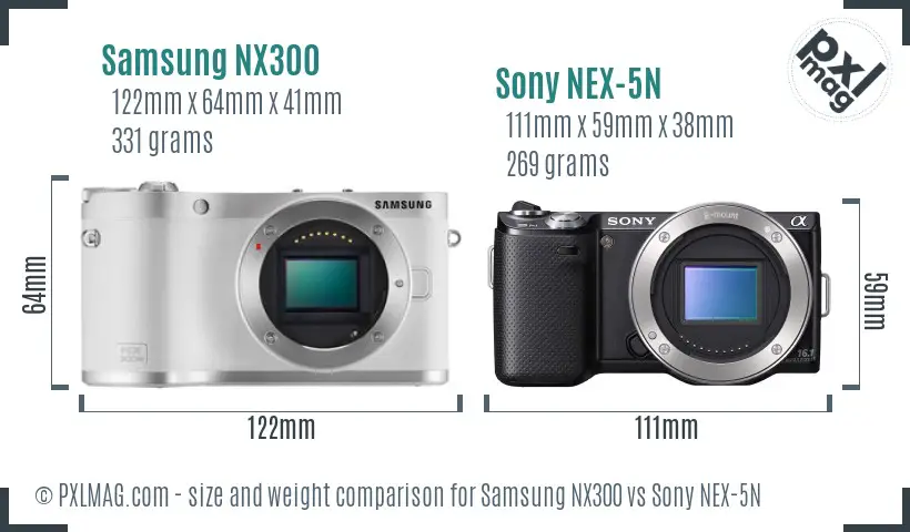 Samsung NX300 vs Sony NEX-5N size comparison