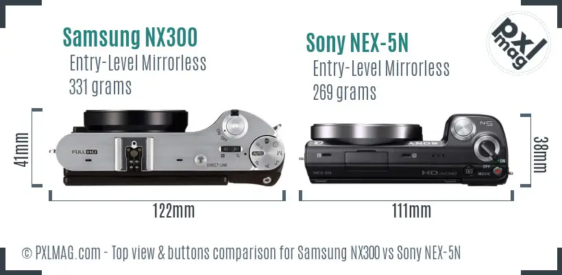 Samsung NX300 vs Sony NEX-5N top view buttons comparison